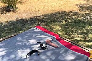 Sally, that sexy redhead, enjoys a wild lesbian trio with blondes in lingerie using toys.