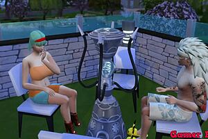 madara finds friend masturbating at pool and offers help.