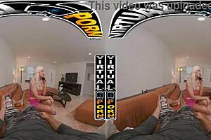 Busty blonde stepmom Brittany Andrews riding dick POV