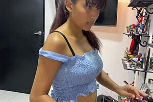 Maid's Big Milk-Filled Tits Drip During Doggystyle Fuck