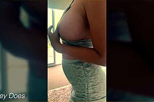 my wife shows her hot ass in tight booty shorts at home