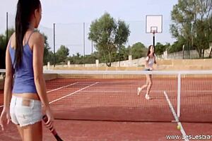 A erotic image of sunset on tennis court