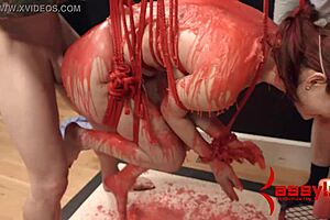 oh, i mean, redhead babe gettin’ hot wax in bondage... so wild!