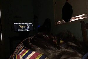 She sucks dick with blindfolded eyes.