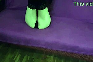 horny redhead beauty masturbates her pussy while clothes on, reaching intense orgasm