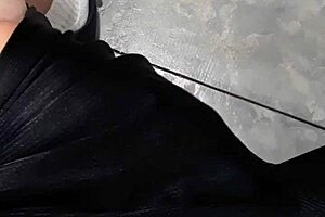 guy flashes at laundry mat to mature lady who looks