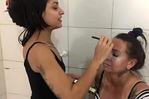 Lady with big and small tits caught in eerie morgue scene