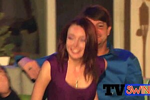 Seriously hot milf makes young group of girls lick her boobs and finger