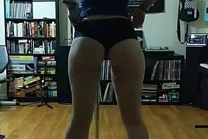 Curvy milf performs intense pole strip routine