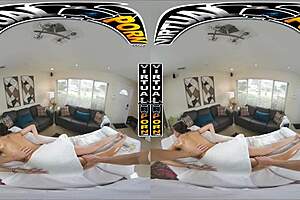 Busty brunette armani black gets sensual massage!