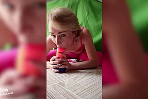 hey, watch me ride this rainbow dildo with a butt plug!