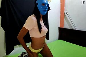 brunette skinny student sends homemade porn to teacher for english grade on halloween!