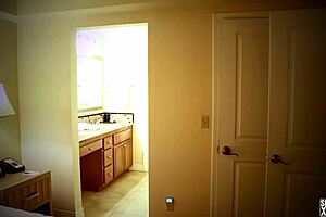 shower head teaser with blonde milf in lingerie teasing in the shower