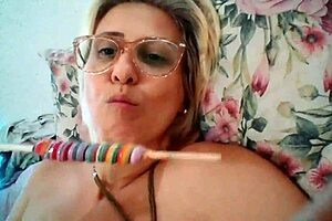 stella still sucks on a delicious lollipop in this fun video