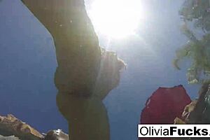olivia enjoys nude pool masturbation solo