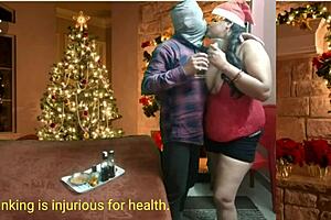 My step mom enjoys fully loaded pussy on christmas day with intense fucking