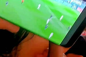 Milf Deep Throats Young Guy Watching World Cup?