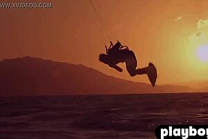 Did you see these beautiful babes surfing naked with big tits?