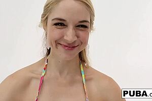 Hot Sarah gets fucked hard on the couch with cumshot!