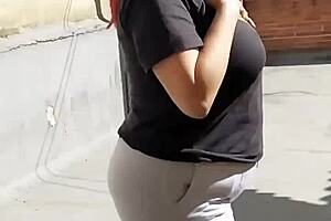 Sammy Owens sunbathing, showing off her big tits and ass on webcam