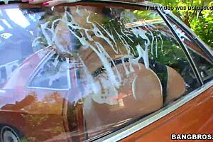 Mature Milf At Car Wash Teases With Soapy Body