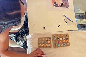 brunette milf gives amateur handjob in private session