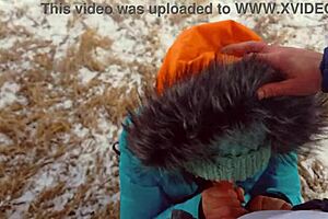 Look at that cum all over her tight pussy in public!