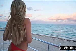 Perfect blonde milf enjoys outdoor public adventures with her cougar charm