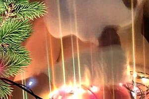 neighbor gave christmas present with hands and mouth