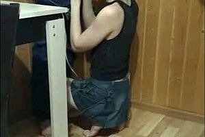 blowjob on balcony while guests walk by?