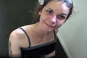 Blonde milf from behind is blowing a man outside