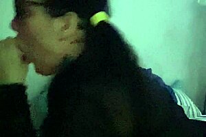 Big tits brunette blows monster cock in lingerie