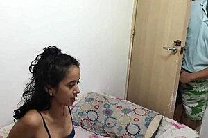 Sneaking on my stepsister’s provocative phone call results into making passionate love and messy sex