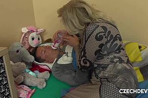 Blonde Cougar Pampers Guy To Fuck