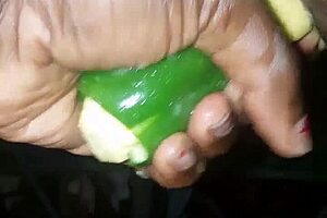 Comparing plantain and pepper while getting aroused.