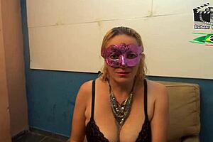 blonde milf beats pussy on friend's big cock, full video