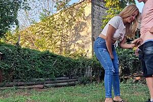 A latina independent adult gives head in a country lane
