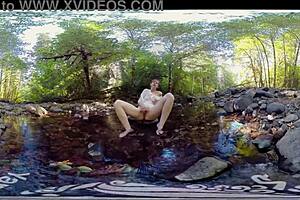 Redhead milf Carmen December masturbates outdoors to climax with toys