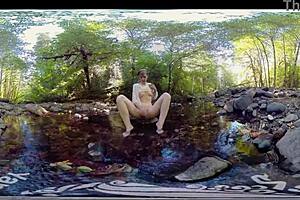 Redhead milf Carmen December masturbates outdoors to climax with toys