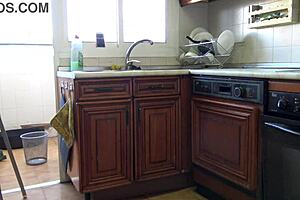 She was so horny, bent over in the kitchen for doggystyle 😏