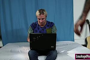 Stepson fucks his tattooed stepmom in striptease threesome