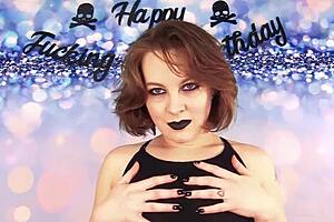 Mature mom birthday masturbation with a lipstick
