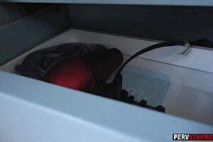 Blonde milf stepmom caught a horny stepson masturbating