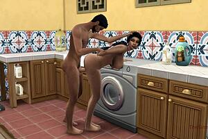 Stepson Fucks Stepmother Hardcore While She's Stuck In The Washing Machine! The Sims 4 Hentai!