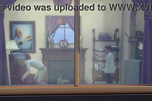Dexter spies on everyone naked using x-ray glasses in Sims 4
