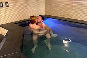 Stepfather and teen in pool