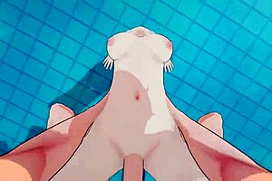3D anime VTuber Gawr Gura's poolside sensual creampie scene