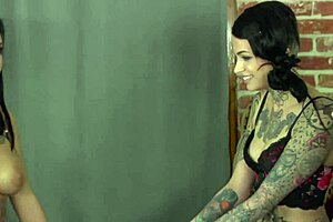 leigh raven fingers lily lane's asshole while nikki hearts bends over in lingerie threesome