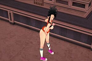 Beautiful woman Momo Yaoyorozu in 3D adult cartoon