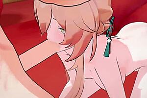 Compilation of hardcore anal sex with big tits and creampies in the background of anime game Honkai Starshine